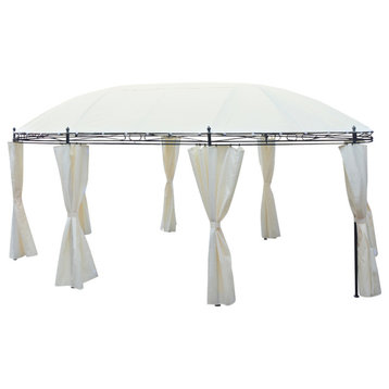 vidaXL Garden Gazebo Outdoor Party Tent with Roof Canopy Curtains Cream White