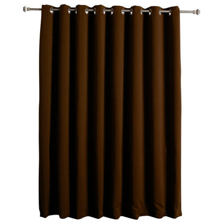 Thermal Blackout Curtain With Wide Grommet Top, Chocolate, 100"x108"