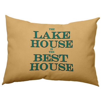 Lake House Best House Polyester Indoor Pillow, Kelly Green, 14"x20"