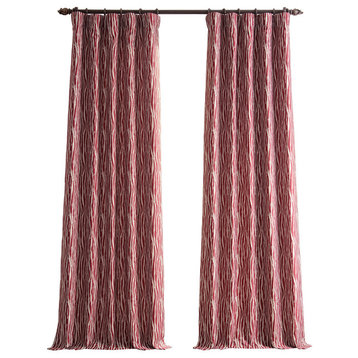 Faux Silk Jacquard Darkening Curtains 1 Panel, Tiger Stripe Red, 50w X 84l