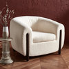 Safavieh Couture Westley Boucle Barrel Back Accent Chair, Ivory/Dark Brown