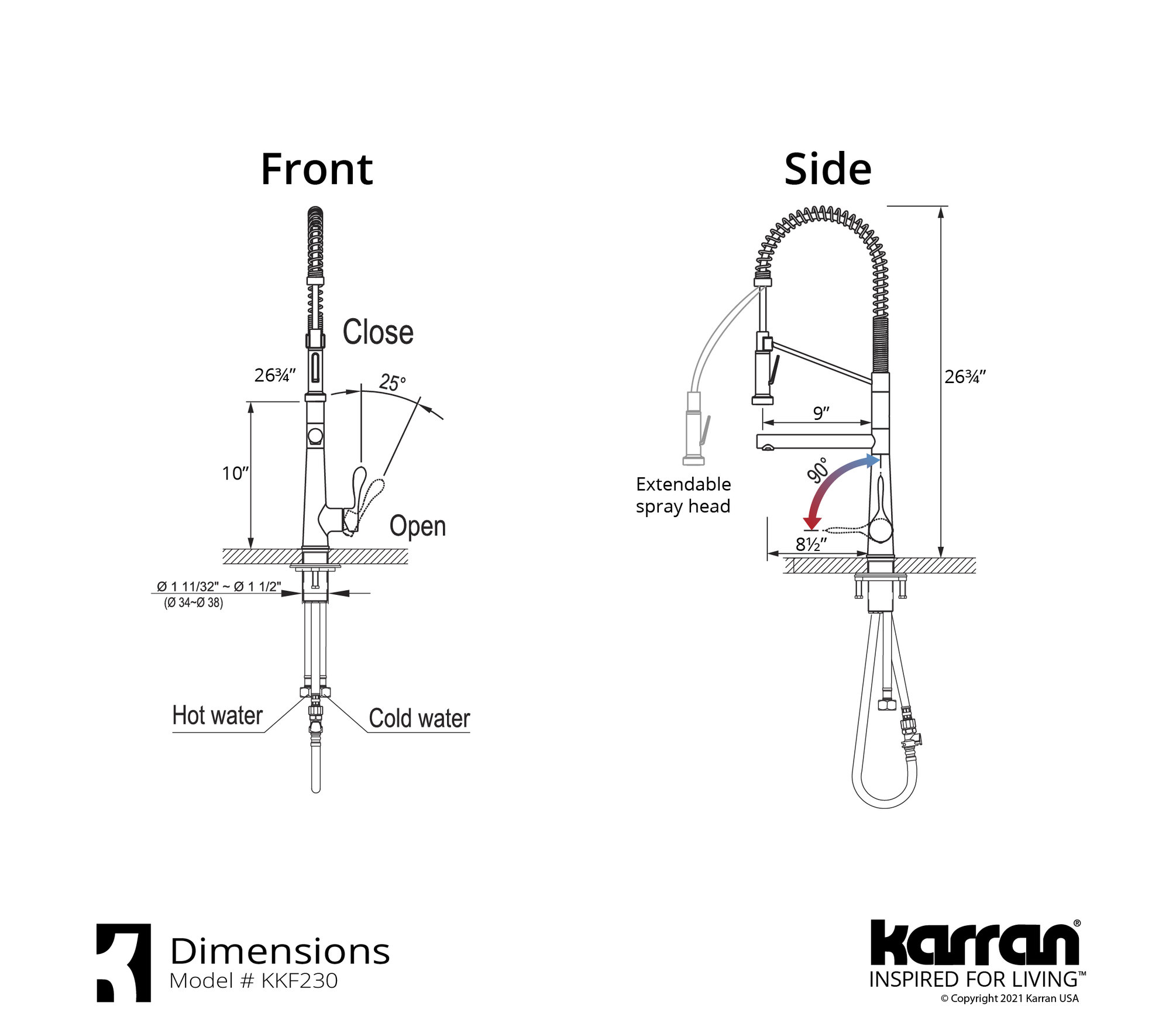 Karran Tumba Single-Handle Pull-Down Sprayer Kitchen Faucet, Chrome