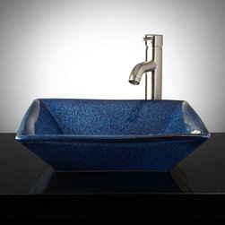 LENNON HAND-GLAZED POTTERY VESSEL SINK - OCEAN BLUE - Bathroom Sinks