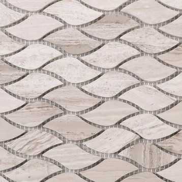 10.25"x11.75" Dashiel Stone Mosaic Tile Sheet, Wooden Beige