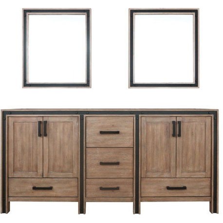 Lexora Home Ziva 72" Double Vanity with Mirrors in Rustic Barnwood