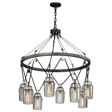 Troy Lighting Citizen 8-Light Pendant Large, Graphite and Polished Nickel