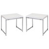 Home Square Laminated Wood End Table with Chrome Leg in White - Set of 2