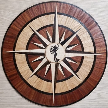 Mermaid Floor Medallion Compass Rose Inlay