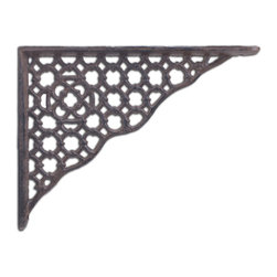 Import Wholesales - Decorative Shelf Bracket, Ornate Lattice, Rust Brown Cast Iron, 8.5" - Brackets
