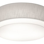 AFX - Sanibel LED Ceiling, White Finish, Linen White, 23" - This modern double layer drum design provides a dramatic look and features Lumafuse laminated fabric/acrylic shade.