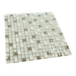 Snow White with Stainless Steel Square Glass Mosaic Tiles - Home Accessories & Decor