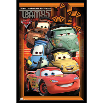 Cars 2 Pit Crew Poster, Black Framed Version