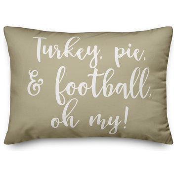 Turkey, Pie & Football, Oh My Lumbar Pillow, Beige, 14"x20"