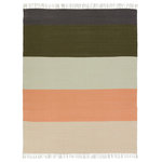Jaipur Living - Jaipur Living Swane Indoor/Outdoor Stripe Coral/Green Area Rug, 2'x3' - The Desert Swane area rug introduces classic Southwestern style to modern homes. Constructed of weather-resistant polyester, this hand-loomed flatweave boasts incredible durability for both indoor and outdoor use. The bold stripe design showcases a charcoal gray, light salmon, forest green, and white colorway, accented with knotted fringe for added texture and charm.