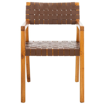 Salinda Leather Dining Chair set of 2 Cognac / Natural