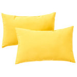 Greendale Home Fashions - Rectangle Outdoor Accent Pillows, Set of 2, Sunbeam Yellow - Add a stylish and contemporary accent to your outdoor furniture with this set of two Greendale Home Fashions 19 x 12 inch rectangle accent pillows. Each pillow is overstuffed for added comfort, strength and durability, with a soft polyester fill, made from 100% recycled, post-consumer plastic bottles. The exterior shell is made from a 100% polyester UV-resistant outdoor fabric as well as water, stain, and mildew resistant. A variety of colors and prints are available to enhance your outdoor decor.