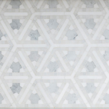 Gorgeous Grey and Beige Toned Mosaic Marble Backsplash