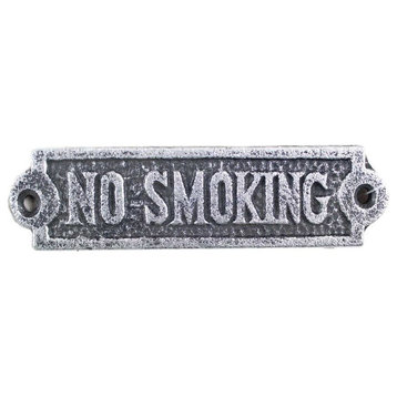 Cast Iron No Smoking Sign, Antique Silver, 5"