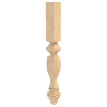 35-1/4" Country French Square Kitchen Island Leg, Paint Grade