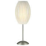 Lite Source - Lite Source LS-2875SS/WHT Egg - One Light Table Lamp - Egg One Light Table Lamp Satin Steel White Pleated ShadeCompatible with 6W Incandescent A Type Bulb.Shade Included: TRUECord Length: 72.00Base Dimension: 7.00Warranty: 1 Year WarrantySatin Steel Finish with White Pleated ShadeCompatible with 6W Incandescent A Type Bulb.   Shade Included: TRUE / Cord Length: 72.00 / Base Dimension: 7.00 / Warranty: 1 Year Warranty. *Number of Bulbs: 1 *Wattage: 13W * BulbType: E27 Medium *Bulb Included: Yes *UL Approved: Yes