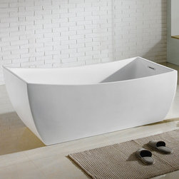 66" x 31" White Rectangle Soaking Free-Standing Pedestal Bathtub - Bathtubs