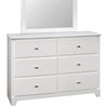 Bowery Hill 6 Drawer Double Dresser in White and Nickel