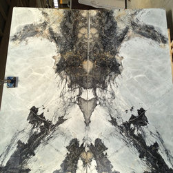 Book-matched white marble slabs - Kitchen Countertops