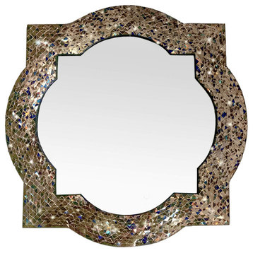 Andalusian Quatrefoil Mirror, Lindaraja Designer Mosaic Glass Framed Wall Mirror