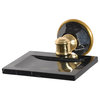 Soap Dish With Nero Marquina Marble Accents, Polished Chrome