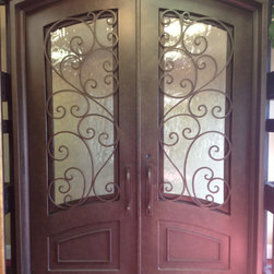 Granada Arch Top Wrought Iron Double Door - Front Doors