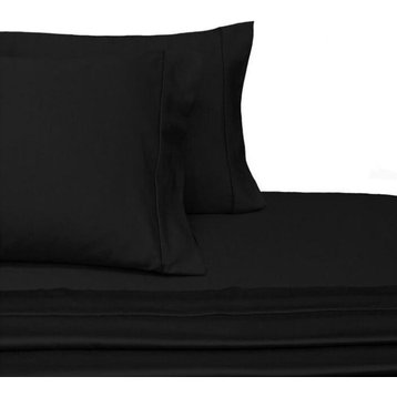 Twin XL Size 600 Thread count 100% Cotton Sheet Sets Solid (Black)