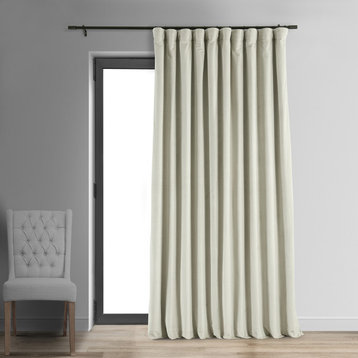 Signature Warm Off White Doublewide Blackout Velvet Curtain Single Panel, 100"x84"