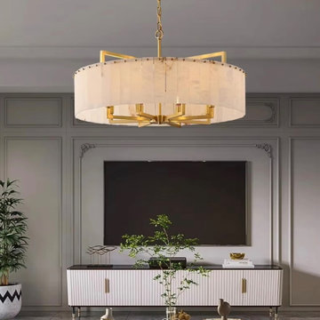 Round Alabaster Chandelier for Living Room – Modern Classic Interior | LINKORI