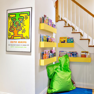 Photo of a contemporary basement in New York.