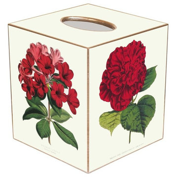 TB341-Red Flowers Tissue Cover Box