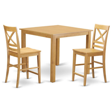 3-Piece Counter Height Pub Set, High Top Table, 2 Dining Chairs.