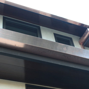 sectional 4x5 Box Gutters, 16 ounce Copper, Modern Home in Manhattan Beach, CA.