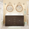 Elizabeth 60" Bathroom Vanity, Base: Chocolate, Top: Carrara Marble, Double Vanity