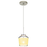Besa Lighting - Besa Lighting 1XT-PIC6CR-SN Pica 6 - One Light Cord Pendant with Flat Canopy - Pica 6 is a compact tapered glass with a broad angPica 6 One Light Cor Bronze Creme Sand Gl *UL Approved: YES Energy Star Qualified: n/a ADA Certified: n/a  *Number of Lights: Lamp: 1-*Wattage:50w GY6.35 Bi-pin bulb(s) *Bulb Included:Yes *Bulb Type:GY6.35 Bi-pin *Finish Type:Bronze