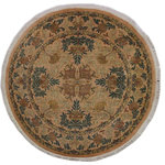 Bareens Designer Rugs - Tulip Pak Persian Ha Tan/Green Wool Round - 8'2'' x 8'2'' - Designed with mesmerizing intricacy and gorgeous color palette, this hand-knotted masterpiece demonstrates the beauty and electrifying thrill of Pak Persian art. These meticulously hand-knotted Pak-Persian rug is made with pure wool and features breathtaking traditional, transitional, and tribal designs in bold luxurious color pallets. Known for their intricate designs these rugs are a reproduction of Persian rugs, made in Pakistan with unique Mughal designs. Made by master weavers using the same Persian texture, design and dying technique, we wanted to produce the most significant manifestation of Persian art, life, and culture. This rug is most famous for its exceptional quality, incredible designs, patterns, and vibrant rich color. Pak-Persian rugs made with Persian weave with high knot counts, which enables the high intricacy and detail found in the patterns are also referred to as "State of art", each color adds a rich beautiful detail in the artwork of this rug. The design, color, and beautiful chromatic composition with a vibrant sheen with intricate designs, exude beauty, elegance, and quality make this rug a masterpiece of its own.