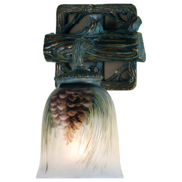 6 Wide Pinecone Hand Painted Wall Sconce