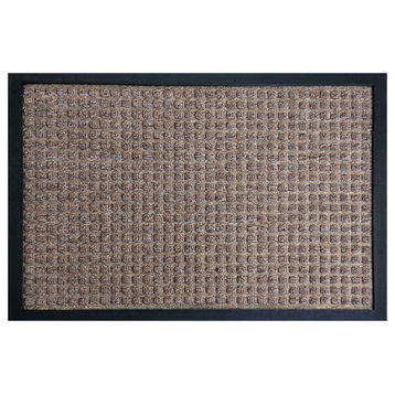 Rubber-Cal "Nottingham" Rubber Backed Carpet Mat - 18 x 30 inches - Brown