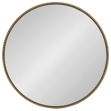 Gwendolyn Round Beaded Accent Wall Mirror, Gold 23.6 Diameter
