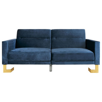Bree Foldable Sofa Bed Navy/ Brass