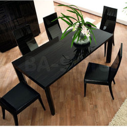 Rossetto USA Nightfly Ebony Rectangular Table with Extensions - Dining Tables