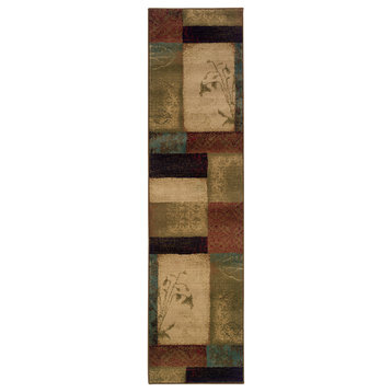 Oriental Weavers Hudson Beige/Green Geometric Indoor Area Rug 1'10"X7'6"