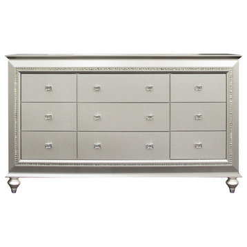 Wood Dresser with 9 Drawers, Champagne