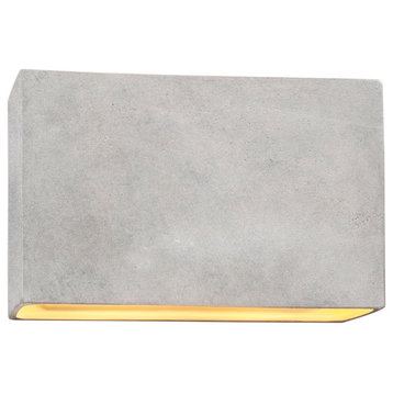 Ambiance LED ADA Outdoor Ceramic Rectangle Wall Sconce With Open Top/Bottom, Concrete