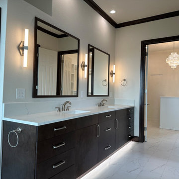 Bathroom Remodel Done With New Vanity Cabinets and Tub