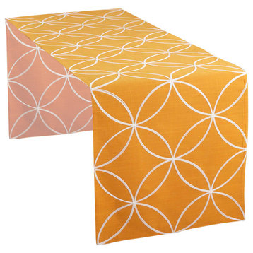 Stitched Tile Table Runner, 16"x72" lar, 4 Colors, Tangerine